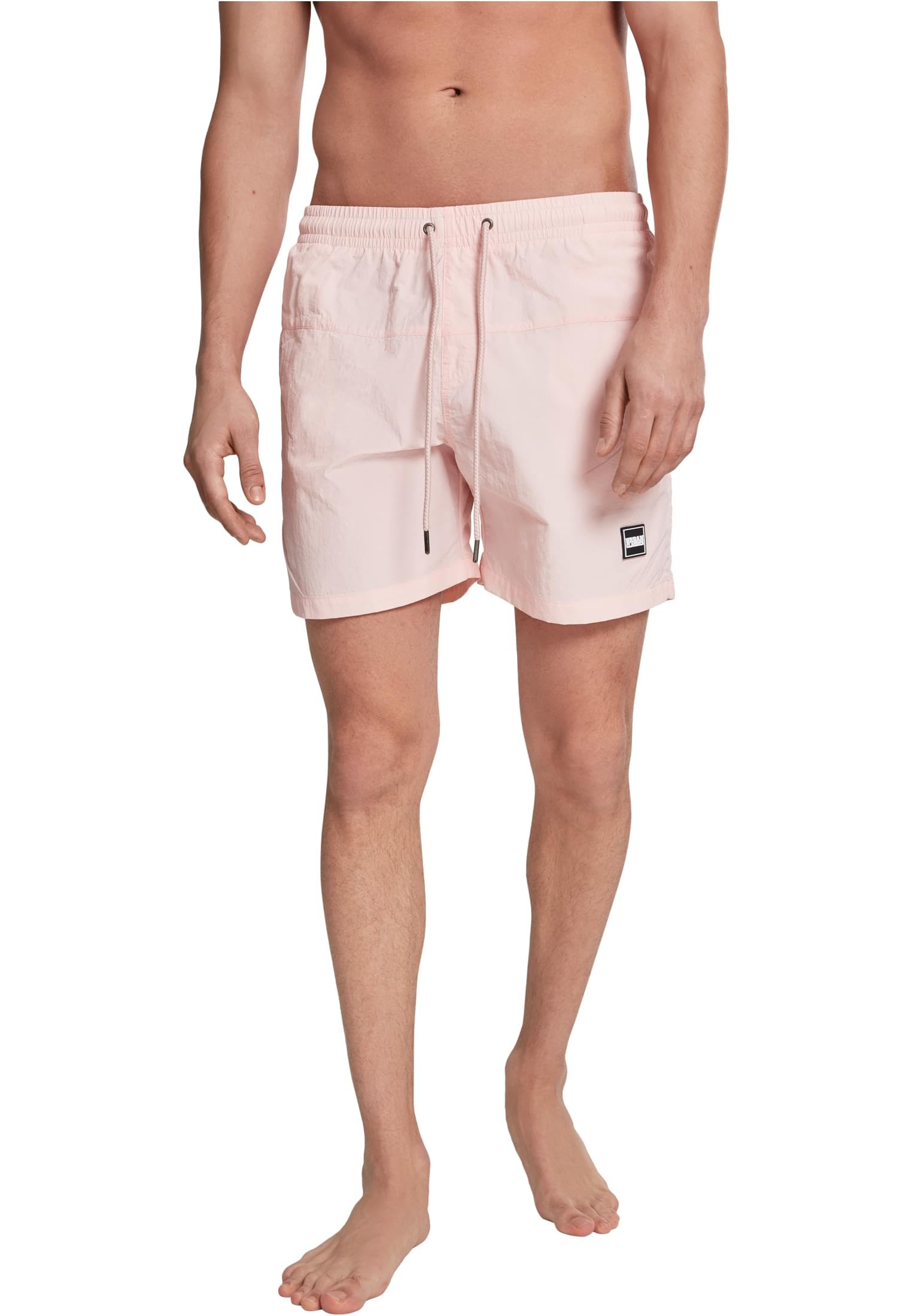 Urban Classics Herren Block Swim Shorts – Badeshorts mit Kordelzug & Taschen, schnelltrocknend, ideal für Strand, Pool & Urlaub,Rosa,4XL