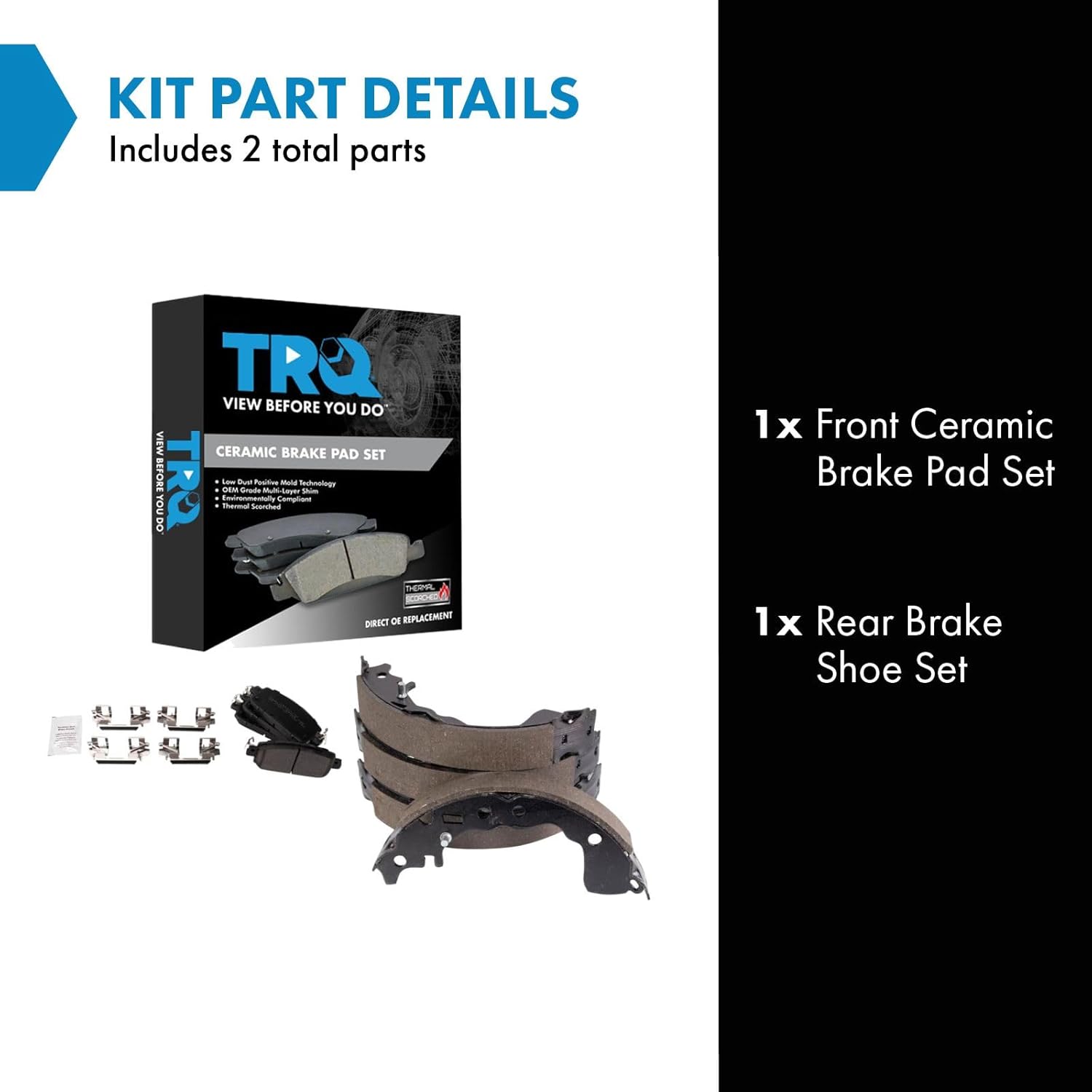 TRQ Front Brake Pads Ceramic Compatible with 2021 Nissan Kicks Ceramic BFA81744