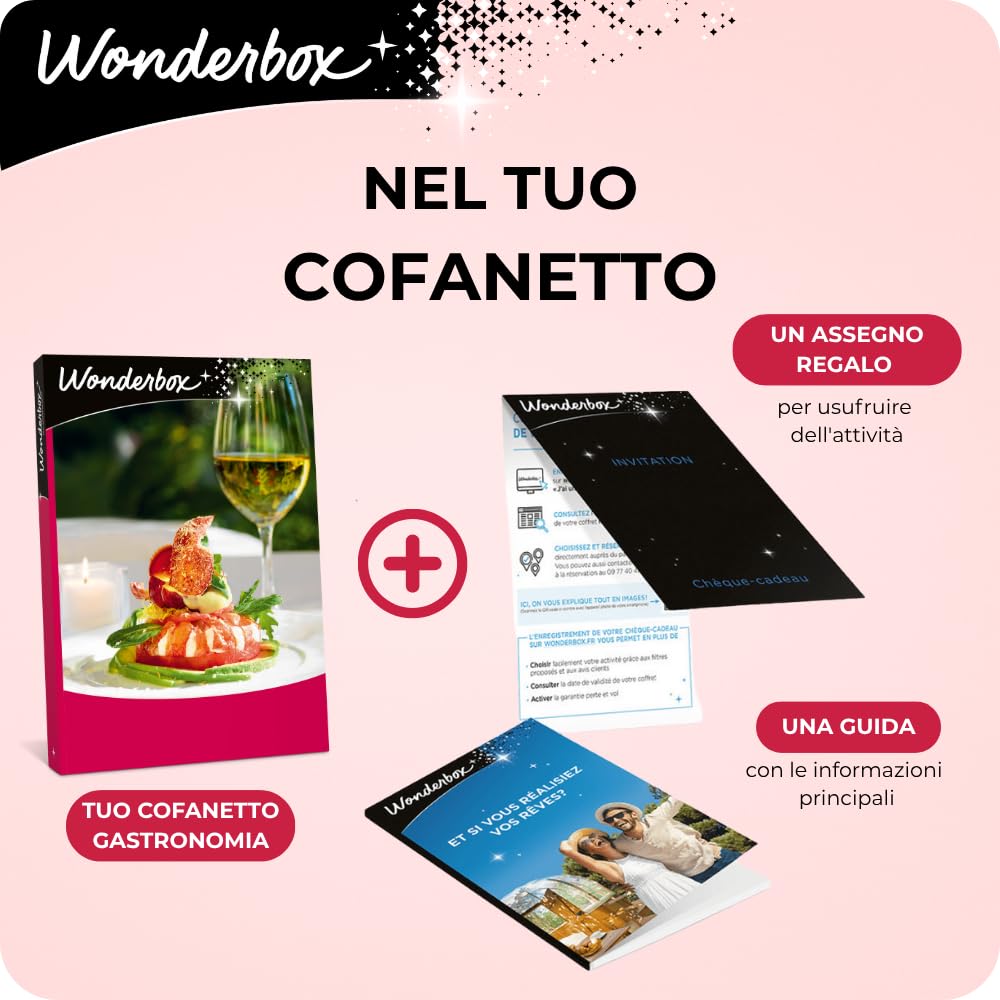 Wonderbox - Cofanetto Regalo - Cantine & Vigneti d'Eccellenza - per 2 pers | 1 esperienza enologica + omaggio enologico - 80 cantine e vigneti - Degustazione + visita guidata, aziende vitivinicole