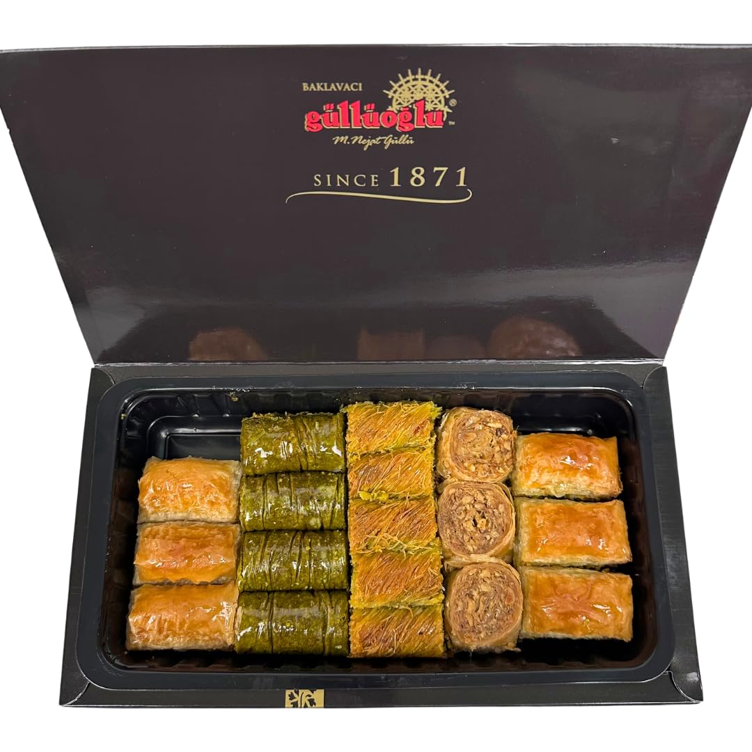 Gulluoglu Assorted Turkish Baklava, 18 pieces (1.32lb - 600gr), 5 Assortments, daily fresh shipment from Istanbul/Turkey