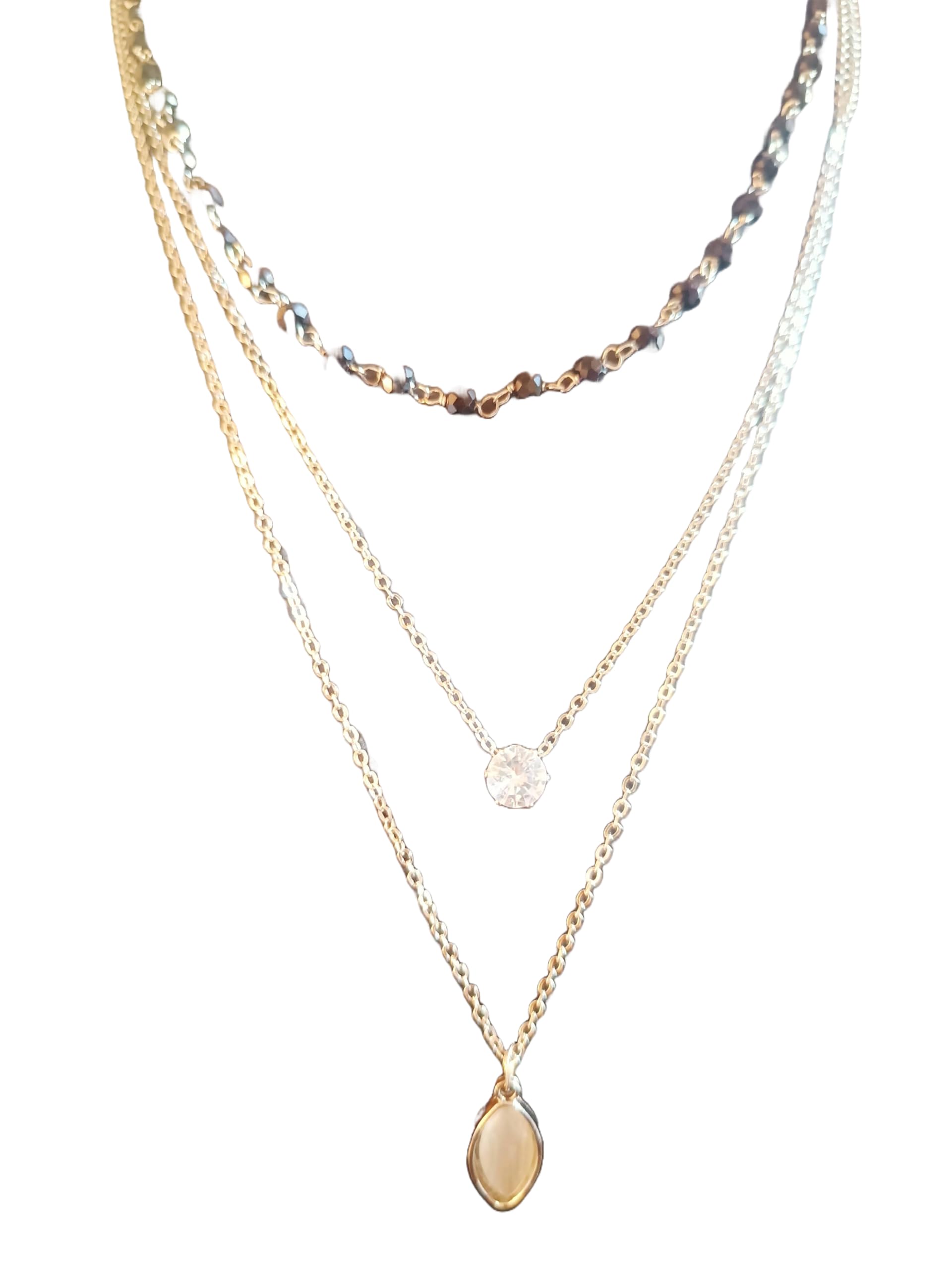 GenericBling it up! Three layered silver plated raindrop-Diamond neckpiece - Jewellery for women and girls