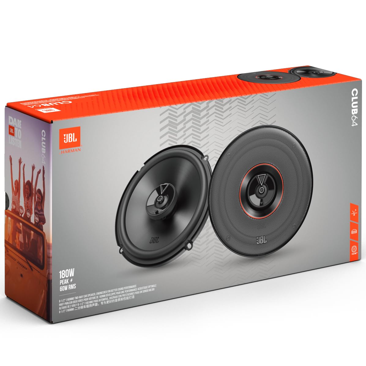 JBL Altavoz Club 64 Gen 3 - Altavoces Coche 16.5 cm de Harman Kardon para una Actualización Superior de Parlantes - 180 W Máx, Alta Sensibilidad, Graves Intensos y Magnífica Respuesta en Agudos