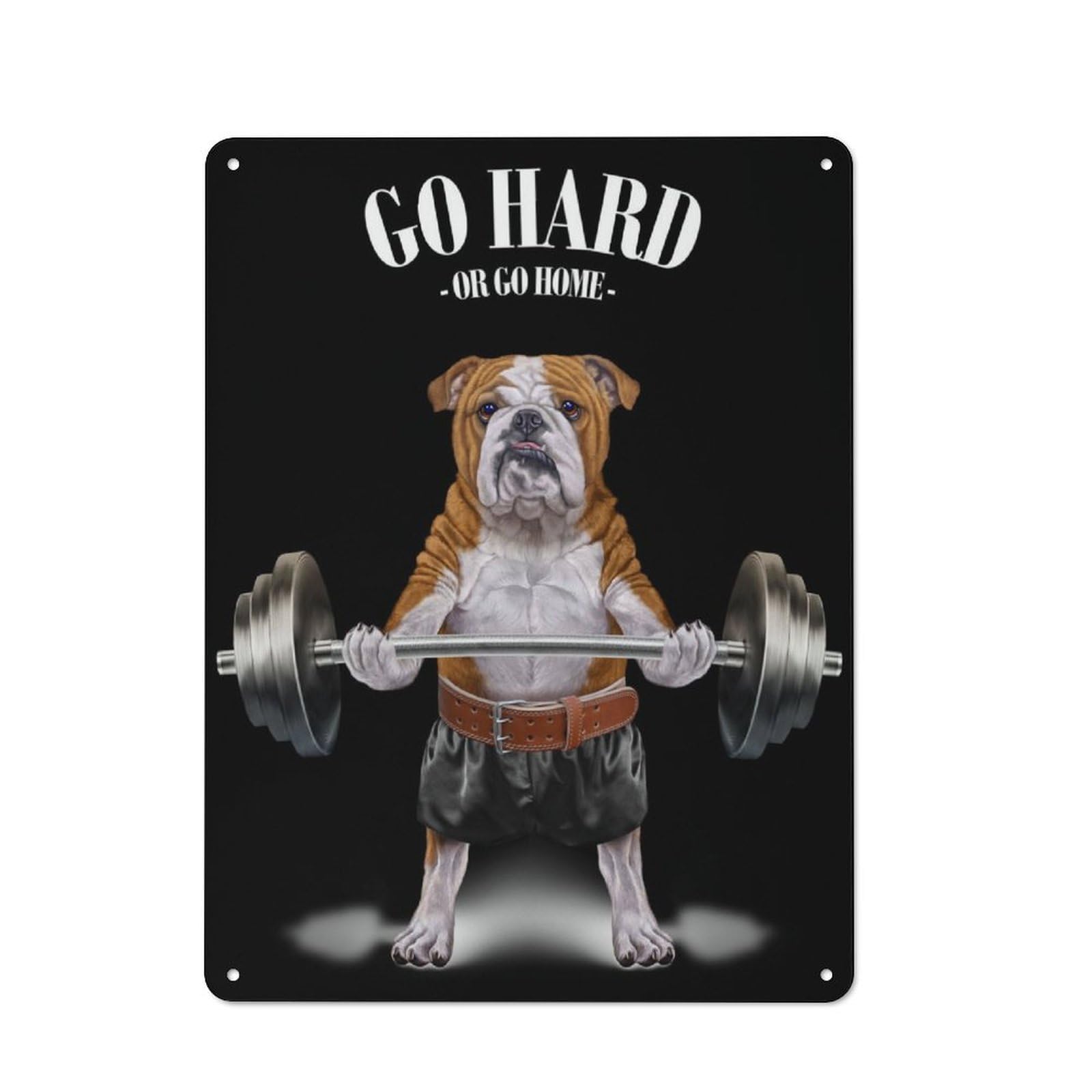 Junmoney Bulldog Weightlifting Tin Sign 40X30cm For Pub Or Café, Vintage Wall Decor, For Café Interior Fans, For Retro Home Interiors