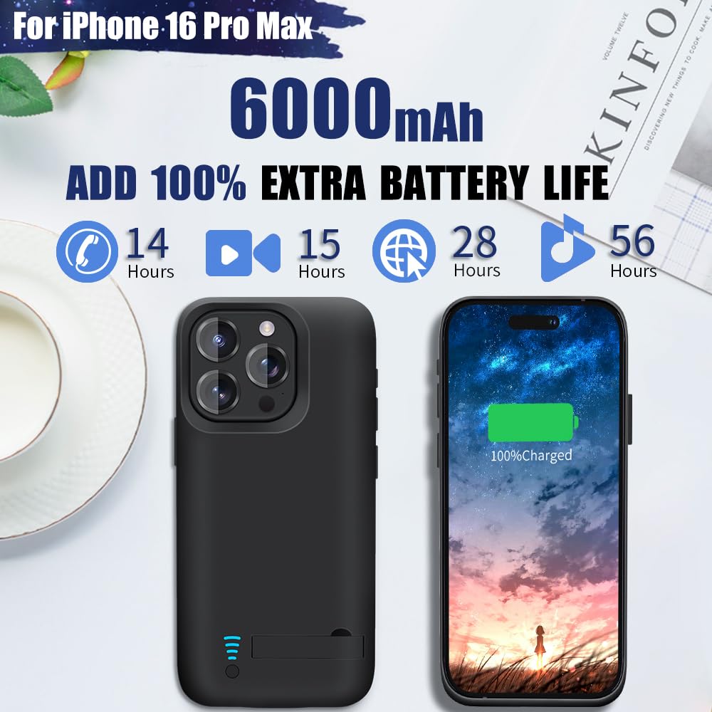 Amazon.com: Loytal Battery Case for iPhone 16 Pro Max, 6000mAh