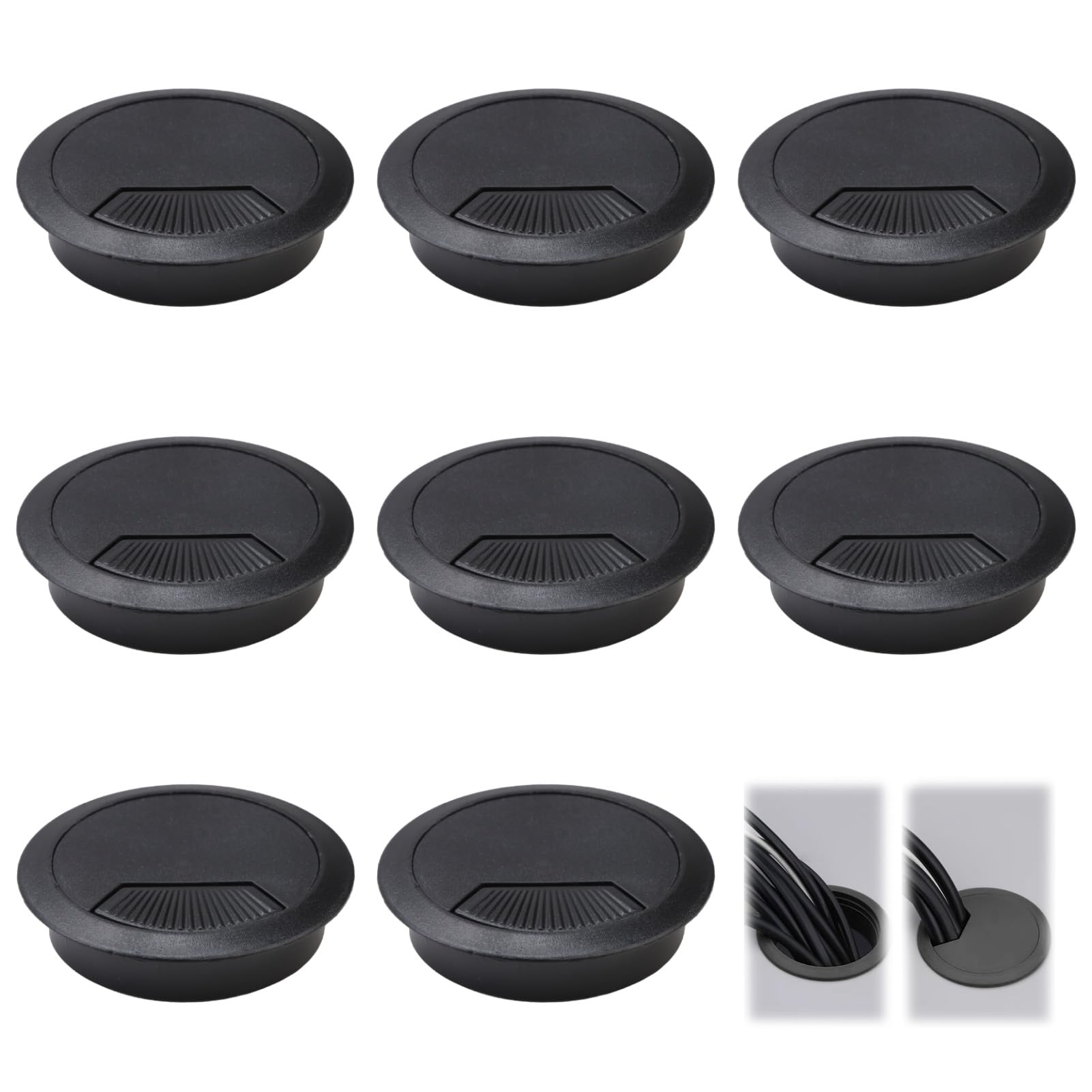 8 Passacavi Per Scrivania Ø60mm Neri - Sistema Organizzazione Cavi Ufficio - Foto 9