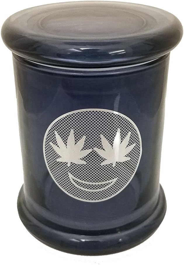 Emoji Stash Jar Pot Leaf Stash Jar 420 Airtight Pop Top Glass Smellproof Medical Flower Storage 6oz