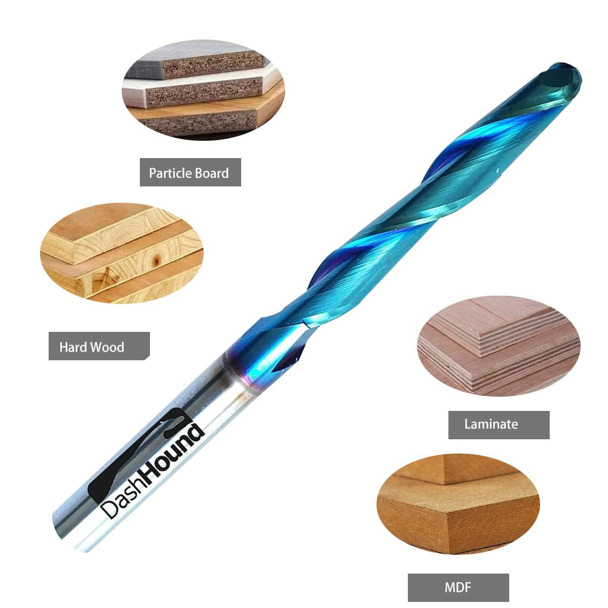 BRB201 Milling Cutters Ball Nose Solid Carbide Up Cut CNC Spiral Bits End Mill NACO Coated 2D 3D Carving Router Bit Tapered Angle 0.10 Deg with 1/4" CD X 1-1/2"CL X 1/4" SD X 3" OL