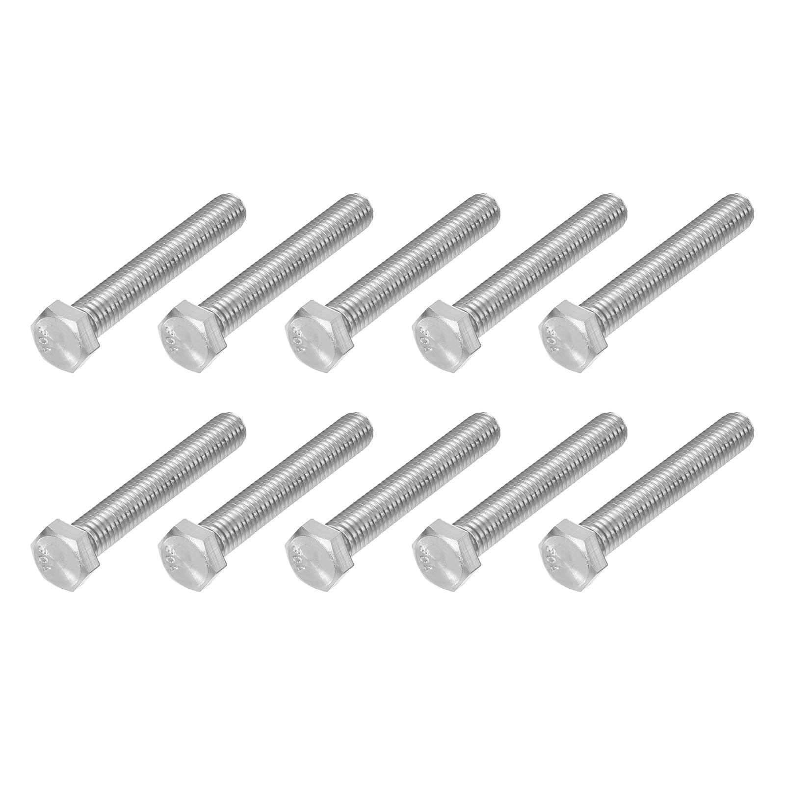 METALLIXITY Hex Head Bolts (3/8-16 x 2-1/2") 25Pcs, 304 Stainless Steel 18-8, Fully Threaded, External Hex Drive