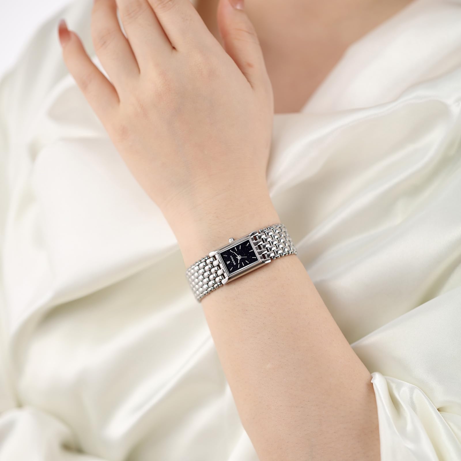 BERNY Relojes De Mujer Relojes De Cuarzo Reloj Plateado para Damas Pulsera De Moda Casual