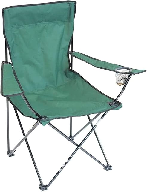 EPISENT Camping Chair - Lightweight & Portable Fishing Chairs with Carrying Bag - Armrests & Cup Holder - Perfect for Caravan trips, BBQs, Garden, Beach, Picnic, and Travelling (Green)