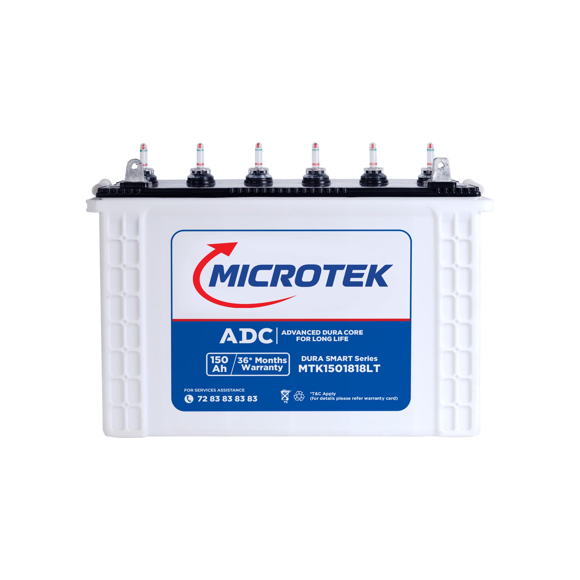 Microtek DURASMART MTK1501818LT 150Ah/12V Inverter Battery | with Advanced Dura Core Technology for Longer Battery Life | Suitable for Home, Office & Shops | Comes with 36 Months Total Warranty