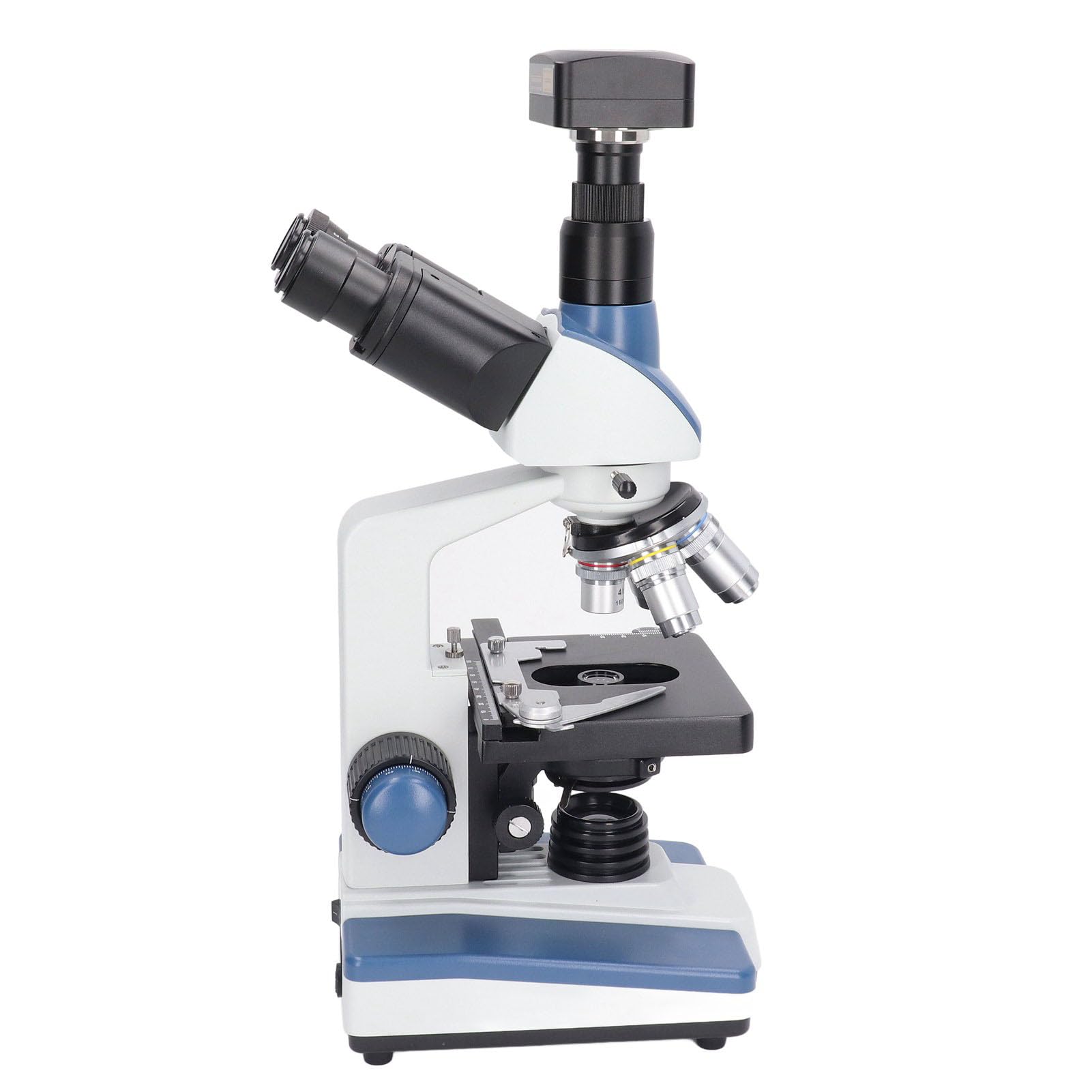 Fafeicy KP AM5100 40X-2500X Trinokularowy Mikroskop Złożony z kamerą USB 5MP Oświetlenie LED Mechaniczny Stolik do Nauczania Biologii Badania Laboratoryjne (wtyczka UE)