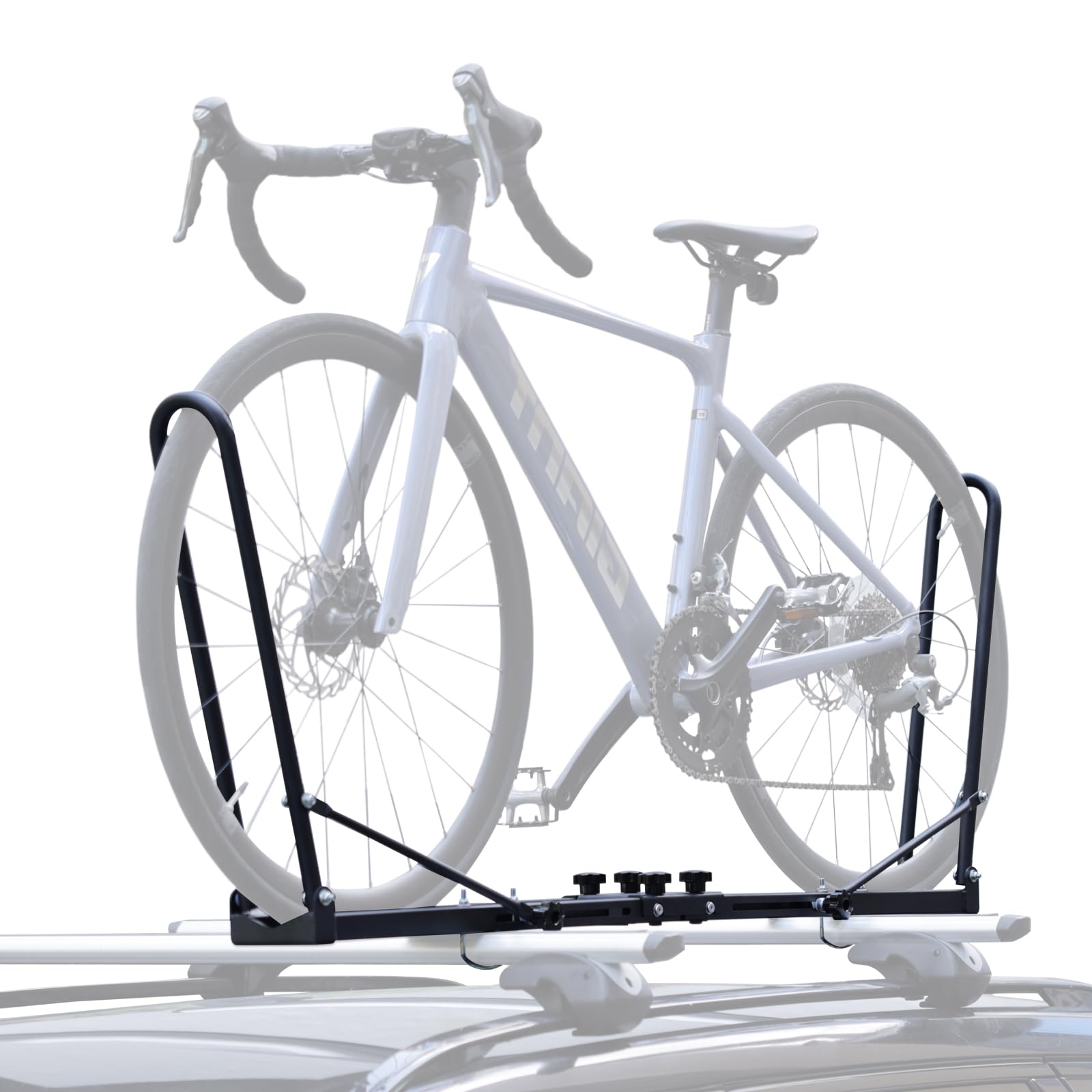 Roof Bike Rack Mount for Car & SUV, Foldable Upright Bicycle Carrier with Two Arms, 1-Bike Rooftop Carrier, only for Removable Roof Crossbars