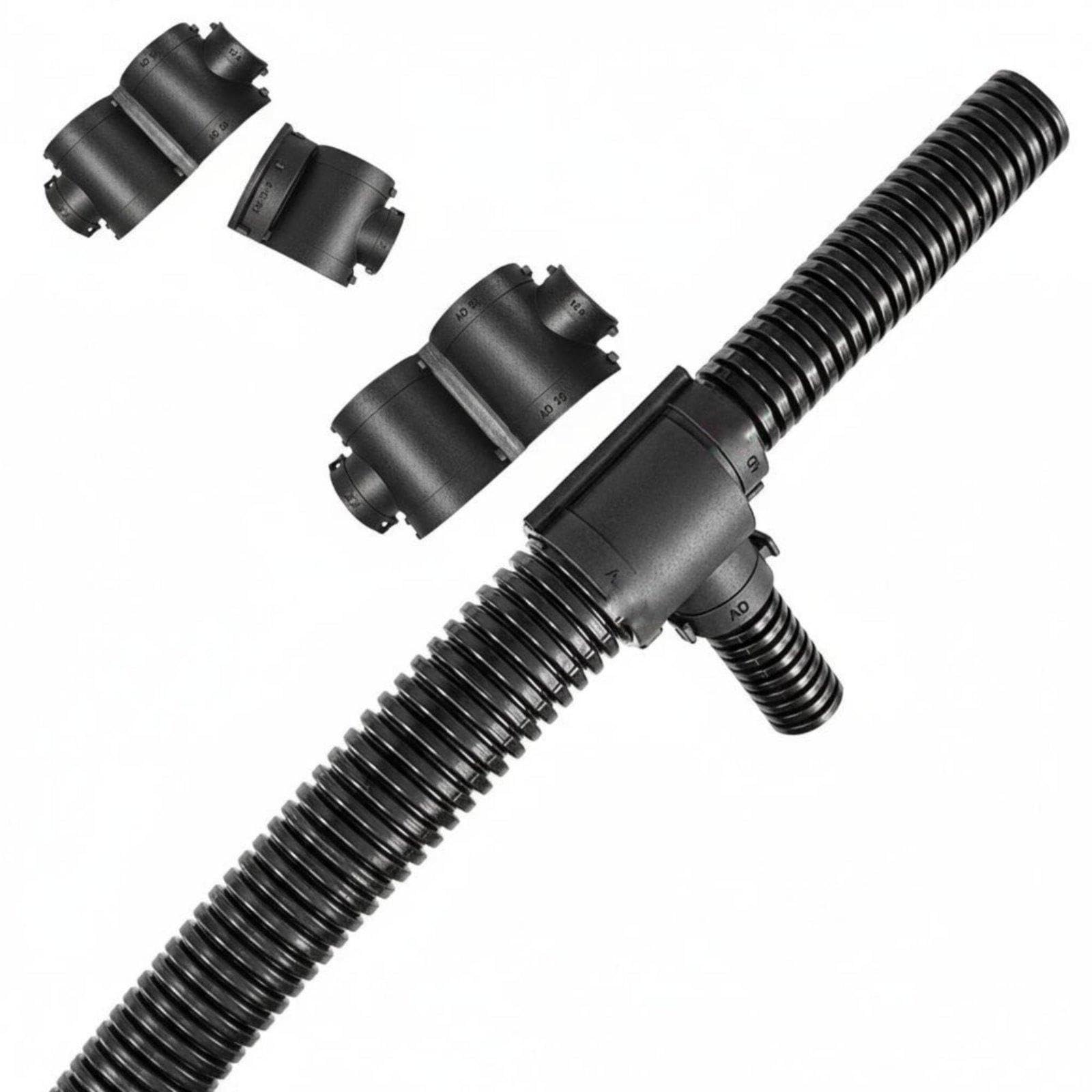 Nylon Corrugated Pipe Connector Retardant Openable Conduit T-Fitting Fasten-Fit Closure Corrugated Tubing T-Joint for Automotive, Workshop, Garage Ad21.2*10*15.8 Reducing T-type|Business-image-27
