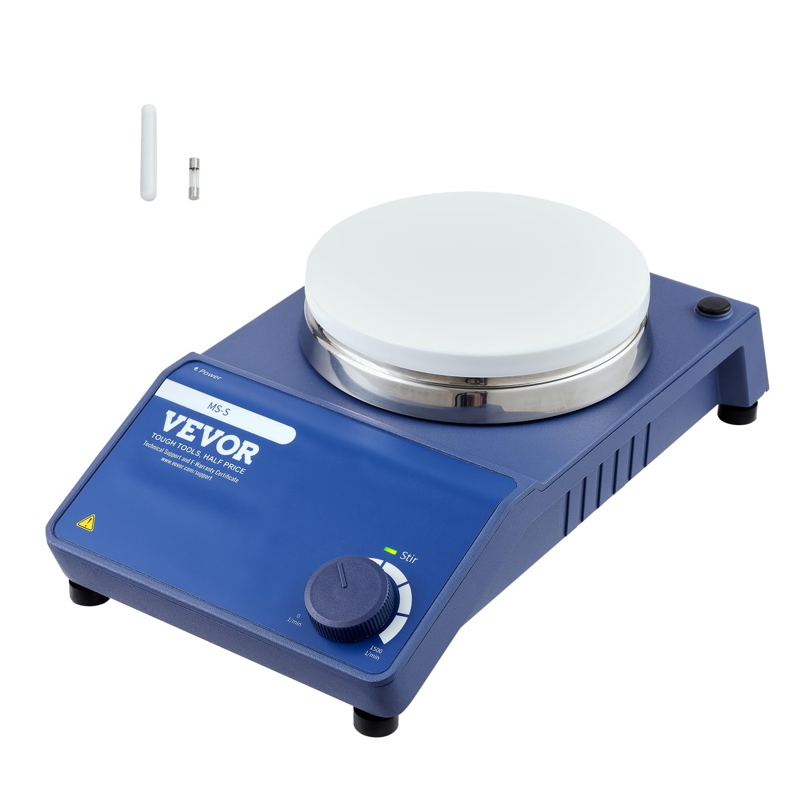 VEVOR Agitatore Magnetico, Piastra di Agitazione 0-1500 RPM con Manopola di Velocità Regolabile, Kit Agitatore a Piastra da 21 Litri, Barra di Agitatore Inclusa