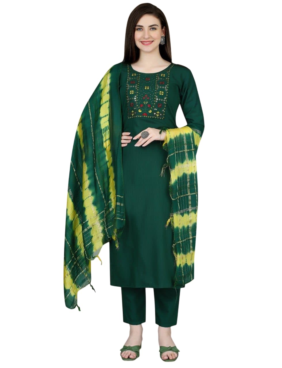 Women's Beautiful Heavy Cotton Blend Embroidered Salwar Suit For Women Readymade Salwar Suit Set Full-Stitched Top Pant an... - Review, Price and Buying Guide