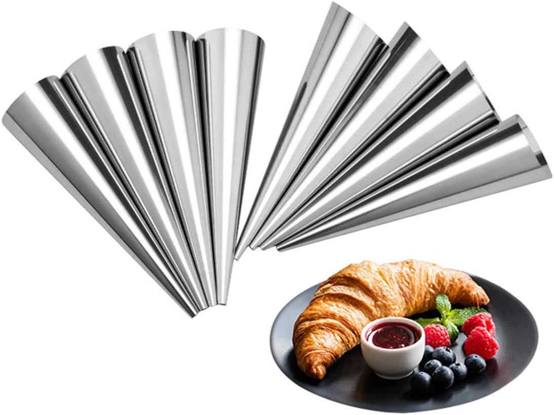Tebery 30 Pcs Lady lock forms,Stainless Steel Pastry Cream Horn Molds,Free Standing Cone Shape