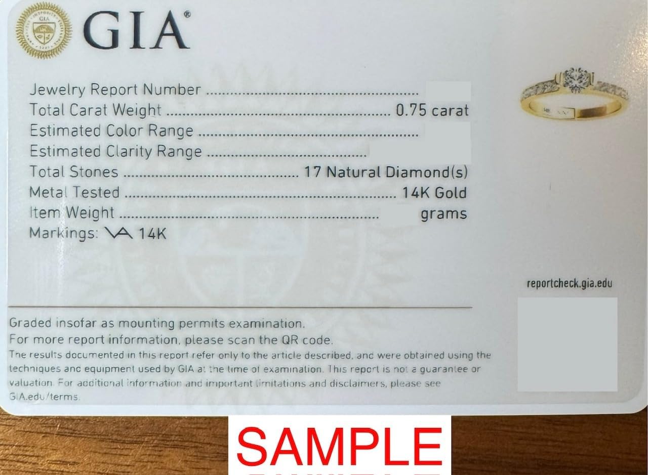 GIA Certified Natural Diamonds Engagement Ring for Women D-E Color VVS2-I2 Clarity 14K Yellow Gold 3/4 Ctw