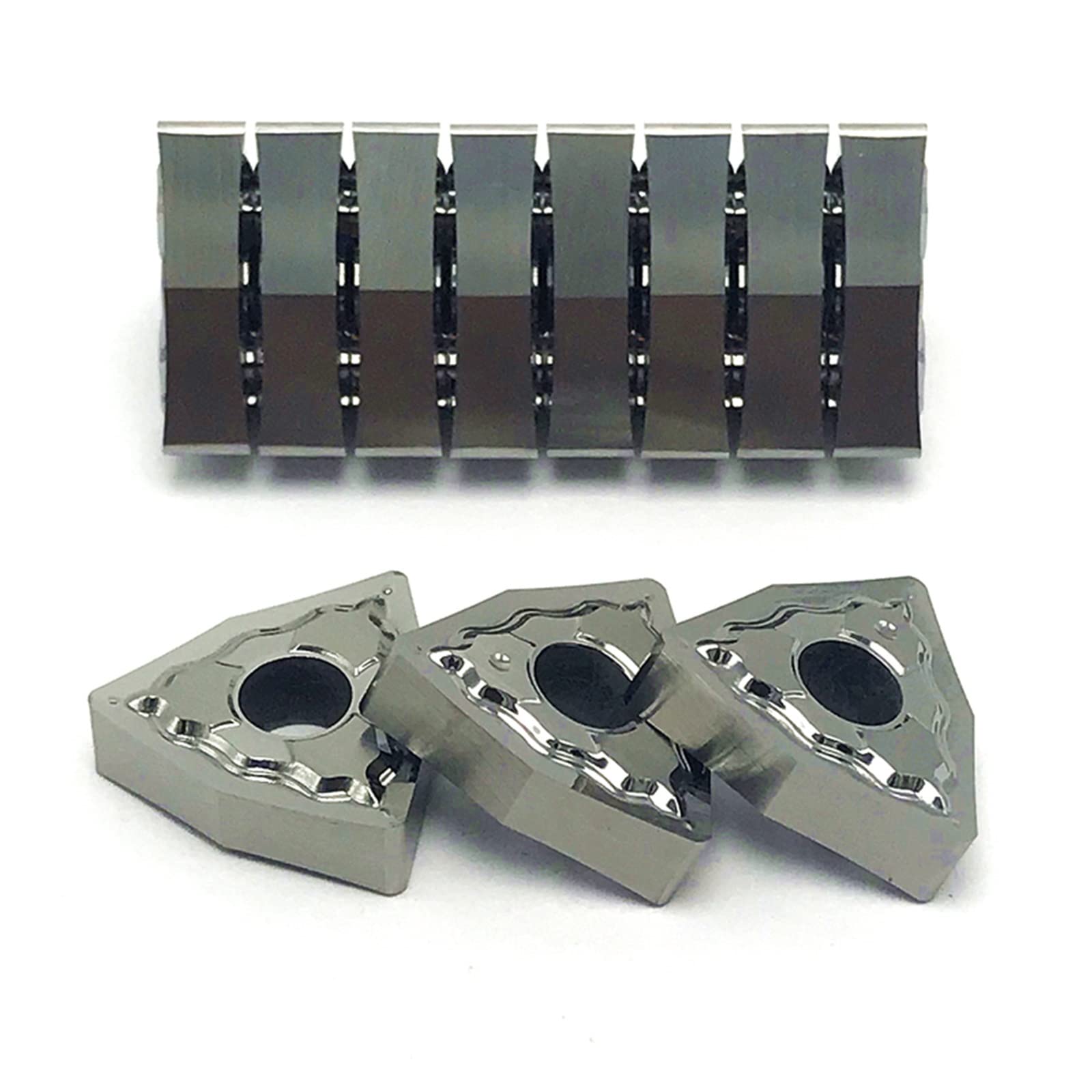Herramientas de torneado, Insertos de cortadores 10 Uds 080402 080404 080408 HA H01 insertos de carburo 080402/080404 herramienta de torno de torneado externo for aluminio(WNMG080402 HA H01)