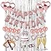 Kwayi Birthday Party Decorations. Gold Rose Happy Birthday Party Set with Large Champagne Foil Balloon Gold Rose Balloon And Confetti Balloon 37Pcs For Birthday Party Supplies