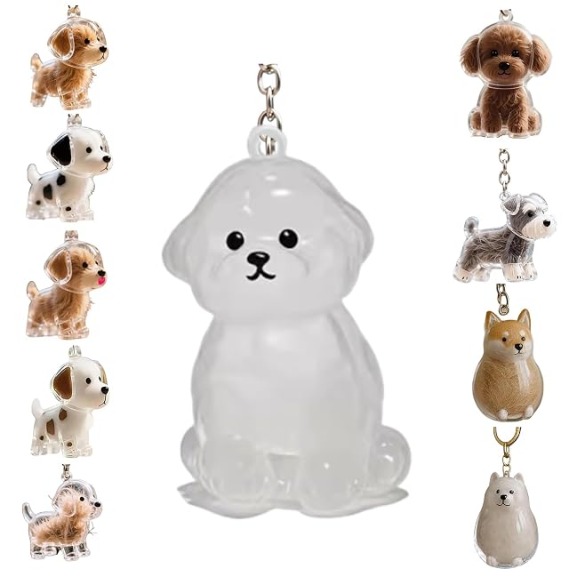 Zengjunwei Llavero Conmemorativo Pelo Mascota, Llavero Coleccionista Pieles Mascotas con Forma de Perro