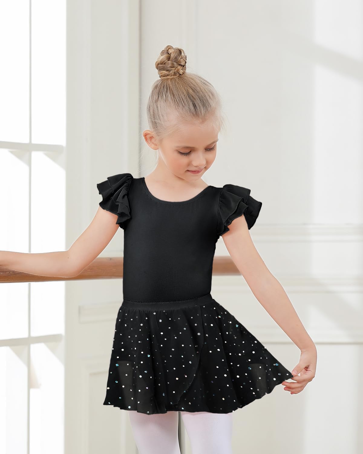 Gogokids Girls Dance Ballet Skirt, Chiffon Wrap Tutu Skirts Fluffy Ballet Dress for Toddlers/Little Girls 4-11Y