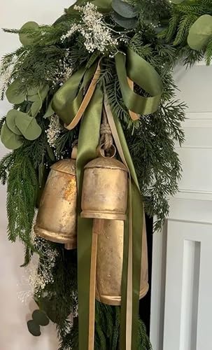 Fynjrex FY864 Set Of 3 Large Christmas Bells Vintage Rustic Country Cowbells Decor Giant Harmony Metal Reindeer Decorative Hanging Bells For Wreath Ornaments Xl Tibetan thumb #5