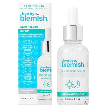 Bye Bye Blemish Skin Rescue Niacinamide Serum Pore Minimizing & Oil Control Facial Serum for Clear, Smooth Skin, 1 fl oz