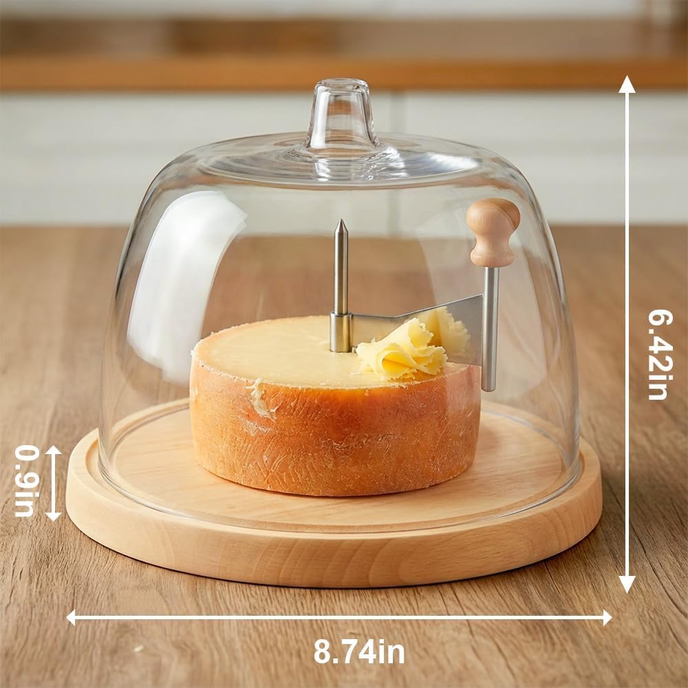 Stainless Steel Cheese Slicer & Shaver with Wooden Base, Sharp Blade for Cheese Roses, Chocolate Curls & Charcuterie Boards