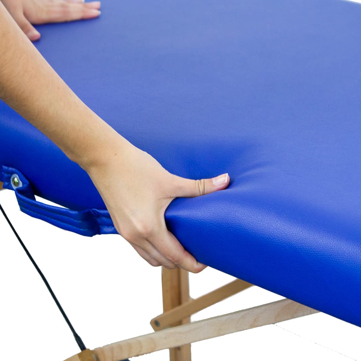 Mobiclinic®, Lettino per Fisioterapia, Massaggi, Estetica, CM-01 Plus, Marchio Europeo, Portatile, Pieghevole, Marcatura ce, Professionisti, Legno, 186x60 cm, Blu
