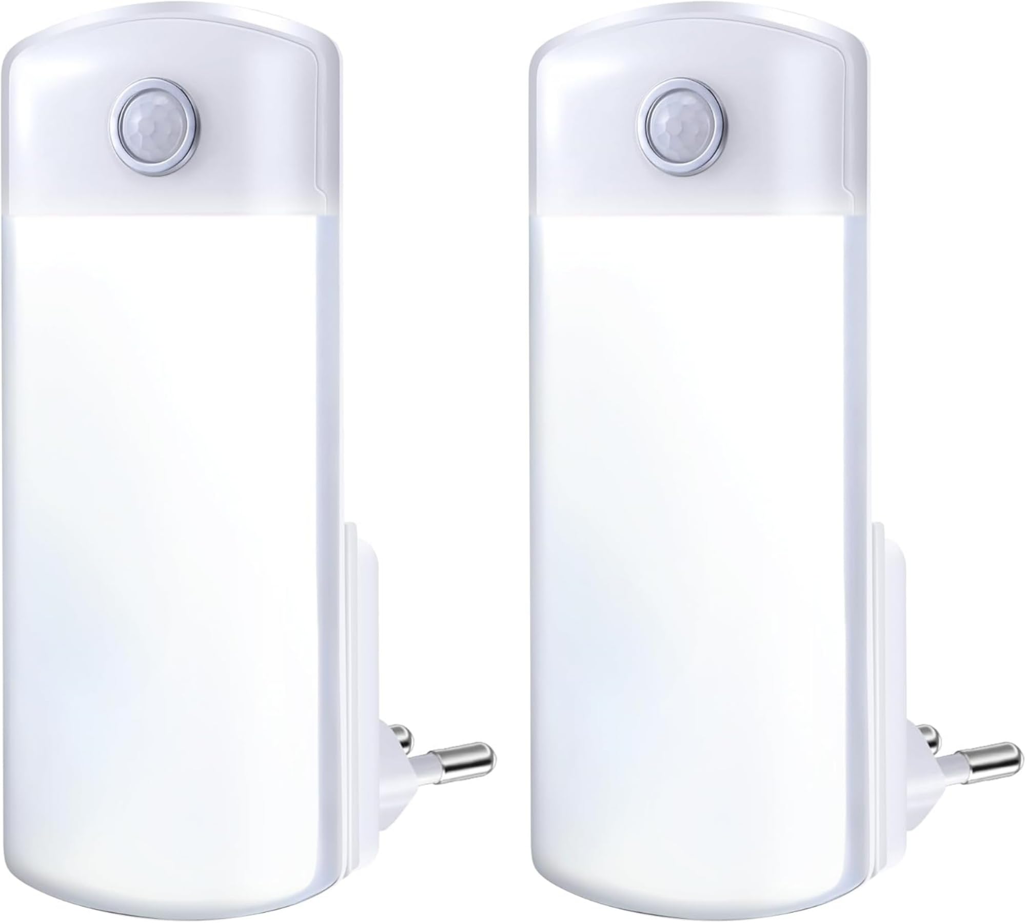 Enhon 2 Lámparas Nocturnas con Detector de Movimiento Linternas de Noche con Sensor Luces de Emergencia con Enchufe EU Foco LED 4 en 1 Extraíble con Batería para Corte de Energía Huracán