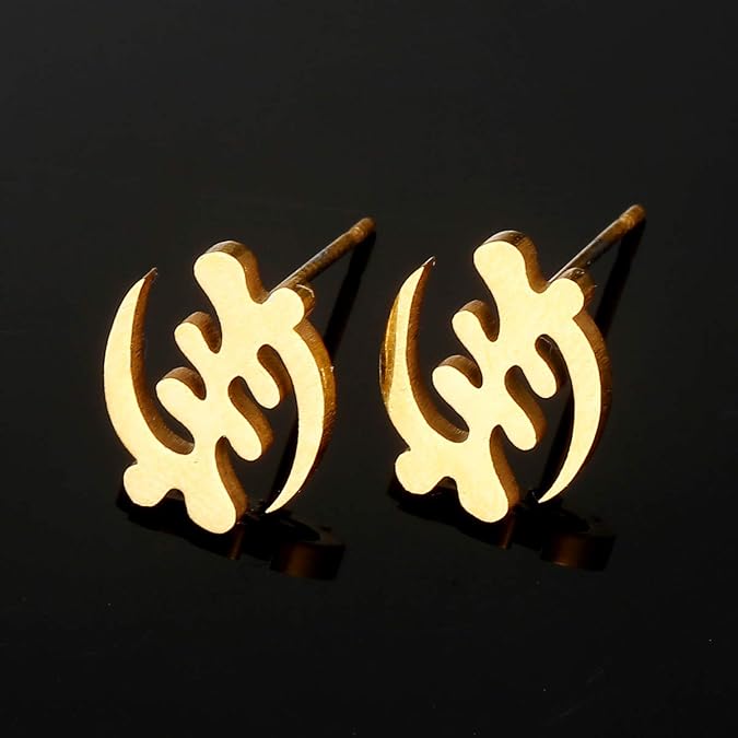 African Symbol Earrings Gold Color Stainless Steel Adinkra Gye Nyame Earrings Ethnic Jewelry