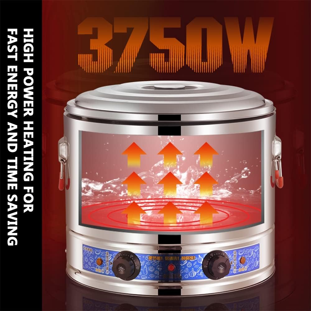 Stainless Steel Noodle Cooker, Commercial High-Power Electric Congee Pot, Dumplings, Braised Meat, Soup, Spicy Hot Soup, Flat Bottom, Powder Leakage,40cm (40cm)