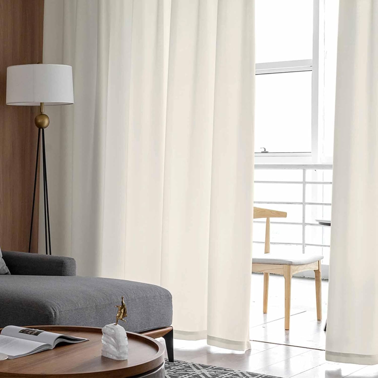 Modern Solid Color Cream Art Chiffon Sheer Curtains 63 Inches Long, Simple Minimalist Style 2 Rod Pocket Window Treatment Voile Drapes Curtains for Living Room Bedroom,2 Panels,52x63In