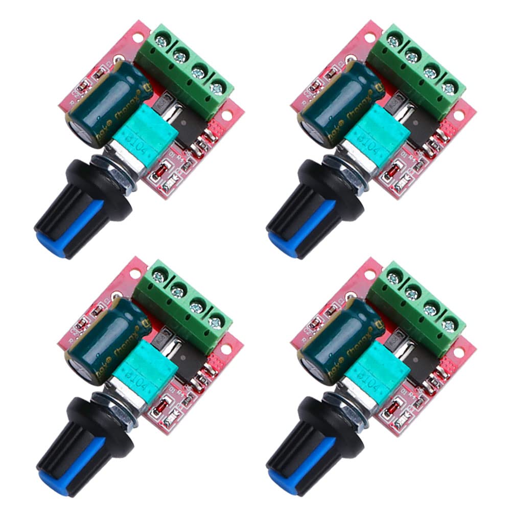 VooGenzek 4 Pezzi 5V-35V 5A 90W Regolatore di Velocità del Motore CC, PWM Interruttore del Driver Regolabile con Interruttore