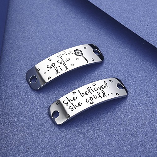 CJ&M She Believed She Could So She Did Shoe Lace Tag, Trainer Tags, Gift for Runner, Fitness Gym, Get Fit Running, Shoelace Charm, Inspirational Gift for Girls