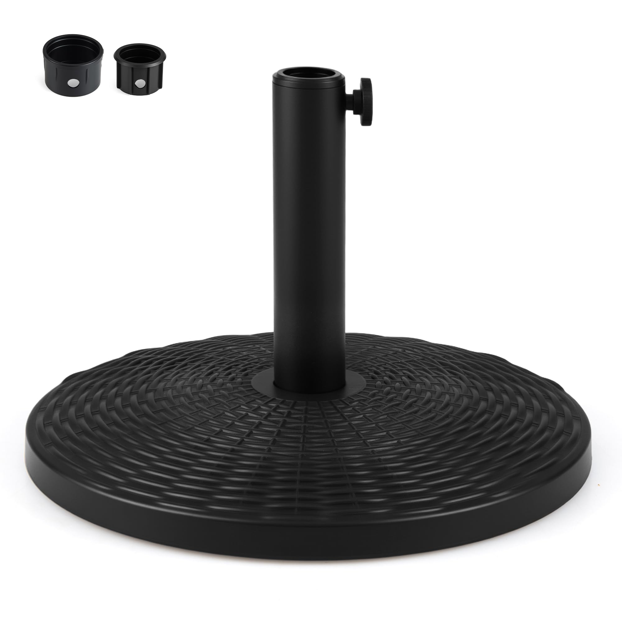 RELAX4LIFE Pied de Parasol Rond en Résine Tressée 10KG, Noir