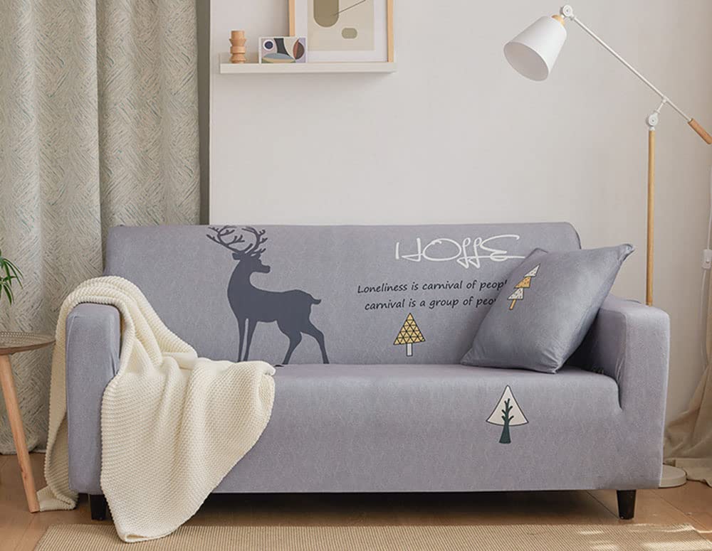 YOPOIY Stretch Sofa Cover polyester Elastic Fabric Sofa Slipcover Printed Pattern Couch Cover Universal Fitted Furniture Cover Protector -10-3 Seater(190-230cm)