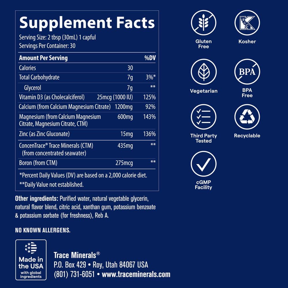 Trace Minerals Liquid Cal Mag Zinc with Vitamin D3, 30 fl oz, Strawberry — Amazon image 3