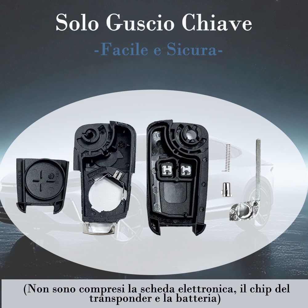 SUPALAND Guscio Chiave di Ricambio 2 Tasti Per Telecomando Auto Compatibile Opel Astra Adam Insignia Mokka Zafira Chevrolet Corsa D E Cascade Viva Karl