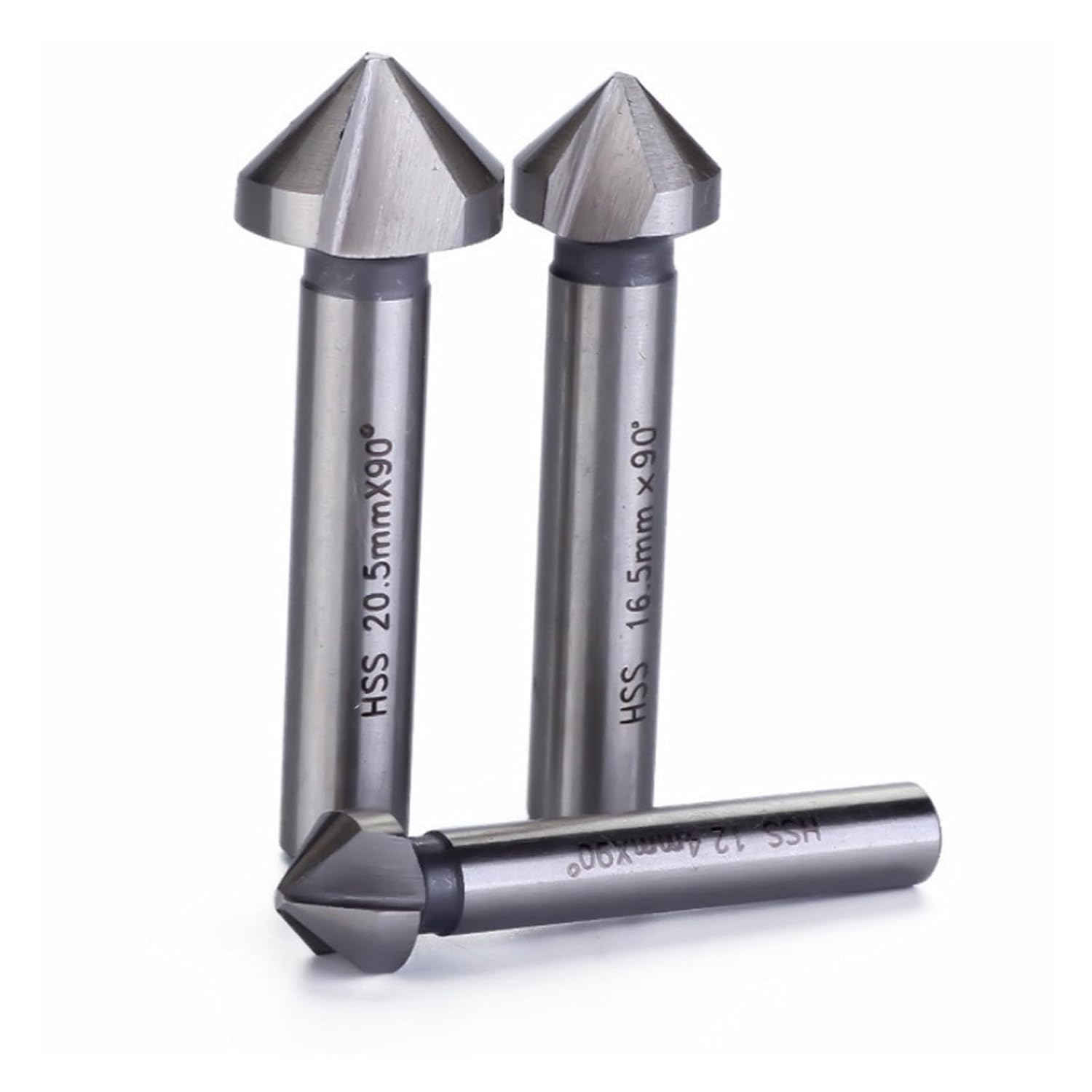 Chamfer Countersink Drill Bit 6pcs/Set Box 6.3-20.5mm Chamfering End Mill Cutter 3 Flute Round Shank 90 Degree HSS Countersink Deburring Tapered Drill Bit