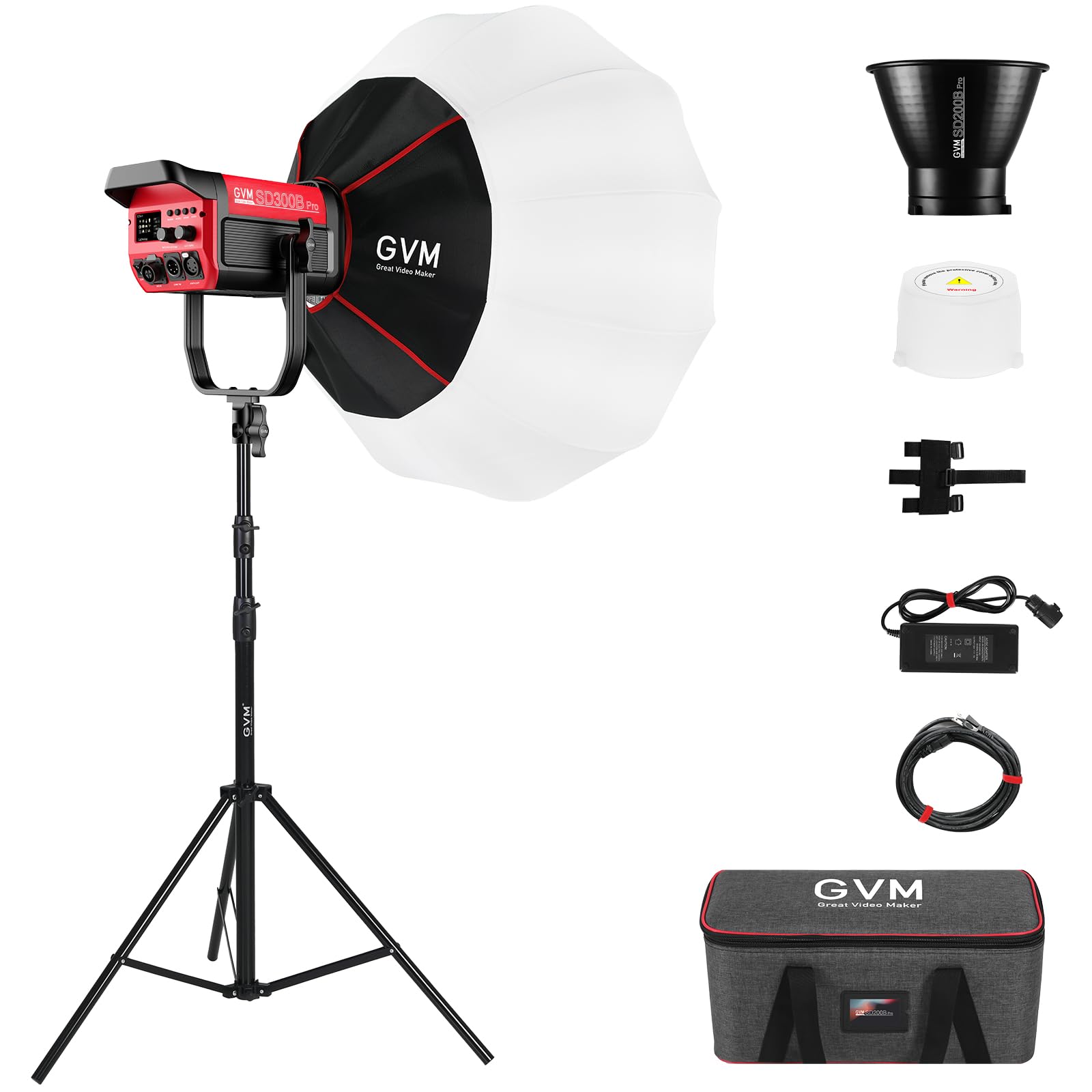 GVM 300 W LED Videoleuchte mit Softbox, Bowens LED Fotografie Dauerlicht Studiolicht, Bicolor 2700K~6800K Video Beleuchtung LED für Studio Video YouTube Film, 65000Lux/1m Fotolicht App Steuerung