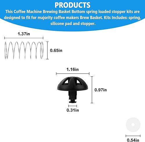 Miniatura 2 de Kit de tapón con resorte inferior para máquina de café, para Black+Decker Mr. Coffee Hamilton, número de piezas 990117900 990237500, paquete de 2