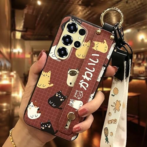 Phone Case Compatible with Oukitel C68, Protective Dirt-resistant Kickstand Wristband Silicone cell phone cover Durable Cute Bac