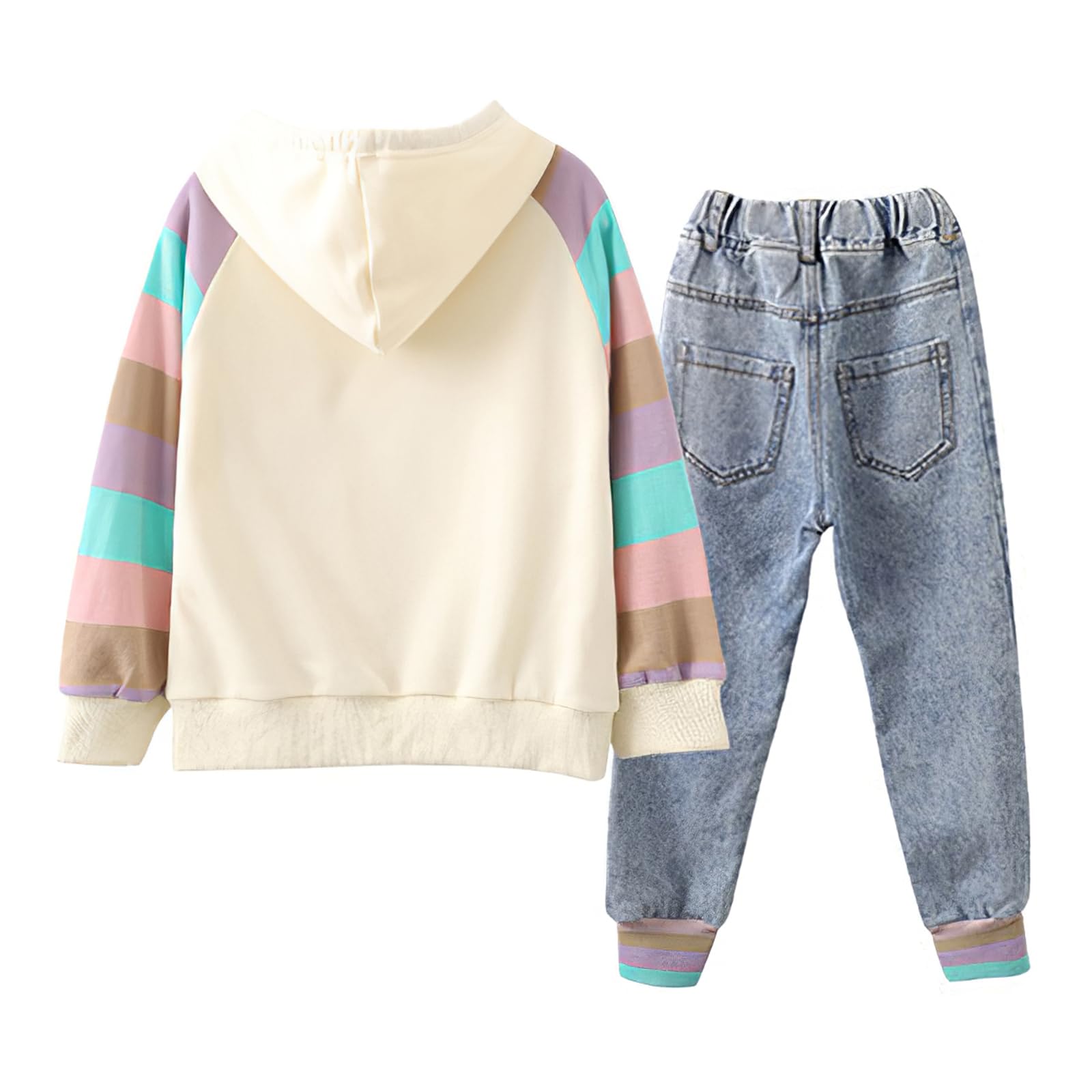 amropi Filles Ensembles Pantalon et Haut Sweats à Capuche Survêtement Jeans Jogging Vêtement pour 3-15 Ans
