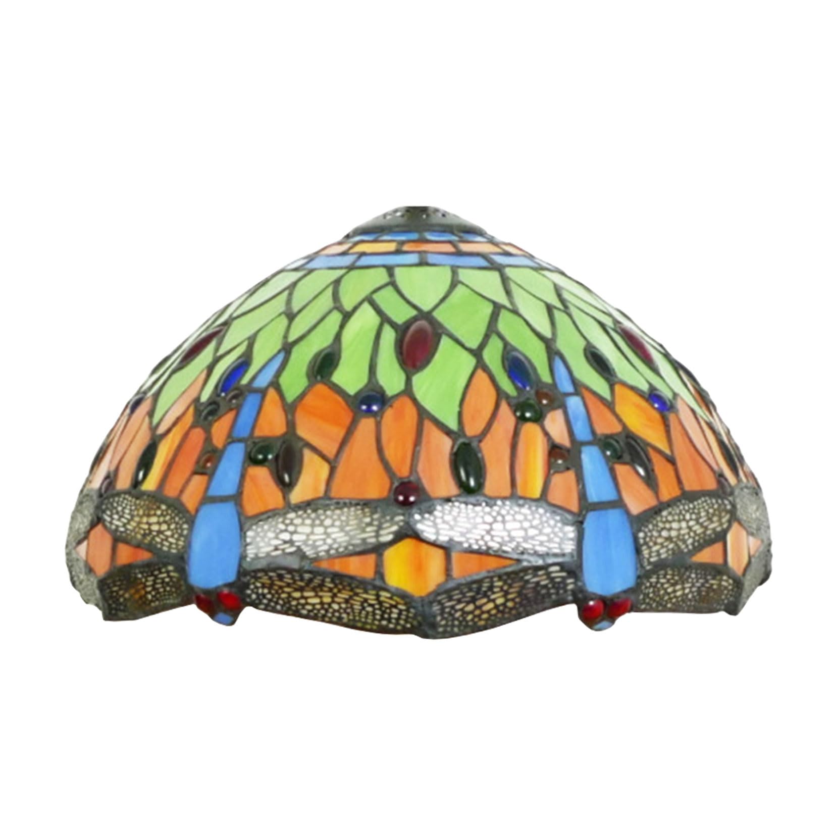 SaryEdge 12 Inch Dragonfly Stained Glass Lamp Shade, Tiffany Style Lampshades Replacement, Handmade Vintage Lamp Cover Accessories Only for Table lamp Pendant Light Ceiling Fixture,Pur，Green
