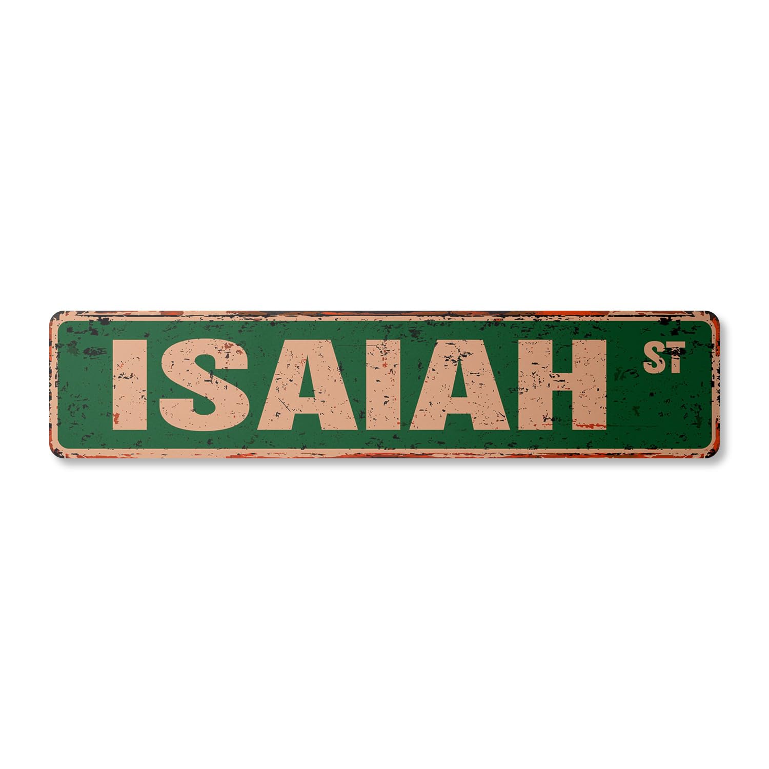 ISAIAH Vintage Plastic Street Sign Childrens Name Room Sign | Indoor/Outdoor | 24" Wide