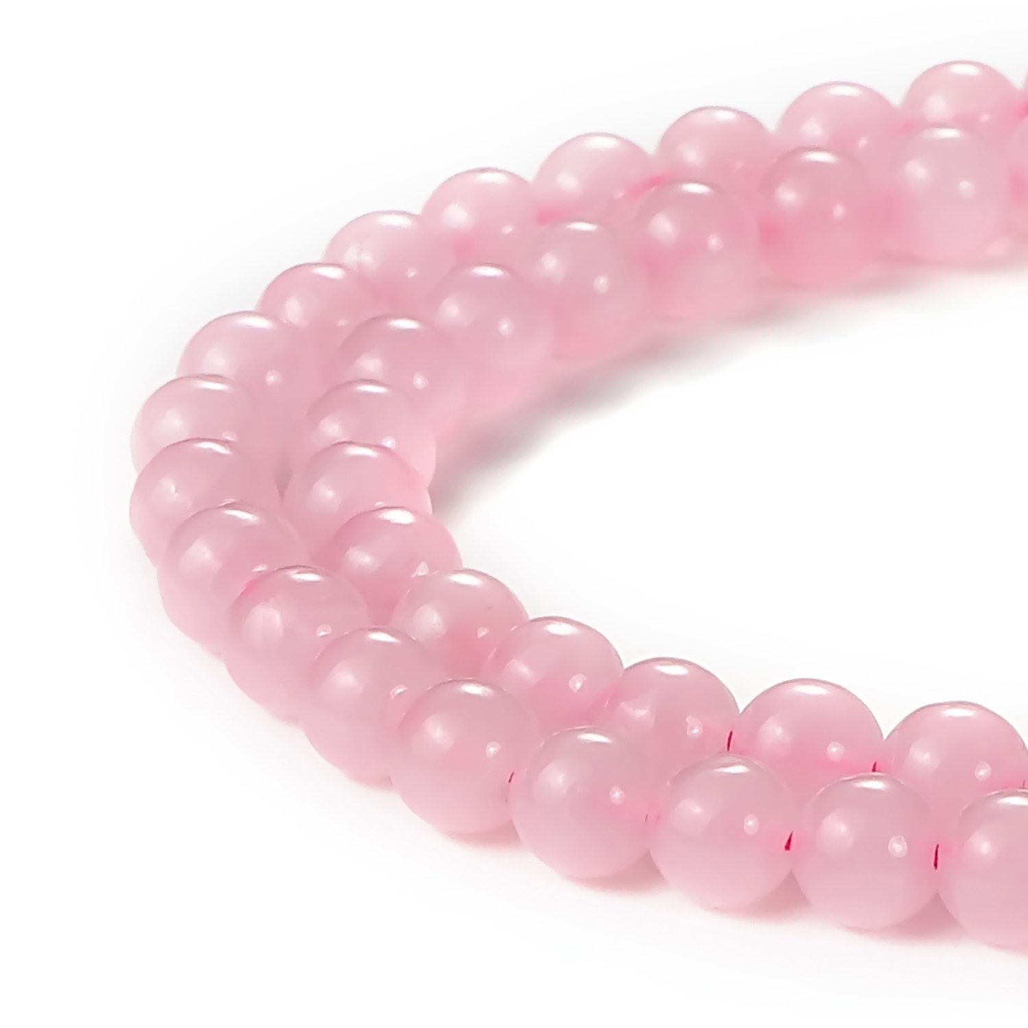BEADNOVA Natural Rose Quartz Beads Natural Crystal Beads Stone Gemstone Round Loose Energy Healing with Crystal Stretch Cord for Jewelry Making (6mm, 62-64pcs)