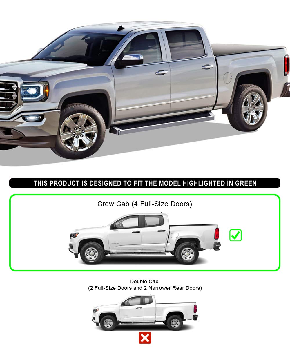 APS Premium Running Boards 6in Compatible with Chevy Colorado GMC Canyon Crew Cab 15-25