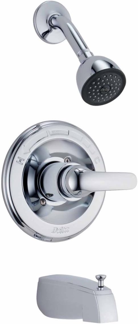 Delta Faucet Single-Function Tub and Shower Faucet with Single-Spray Shower Head, Chrome 134900 (Valve Included)